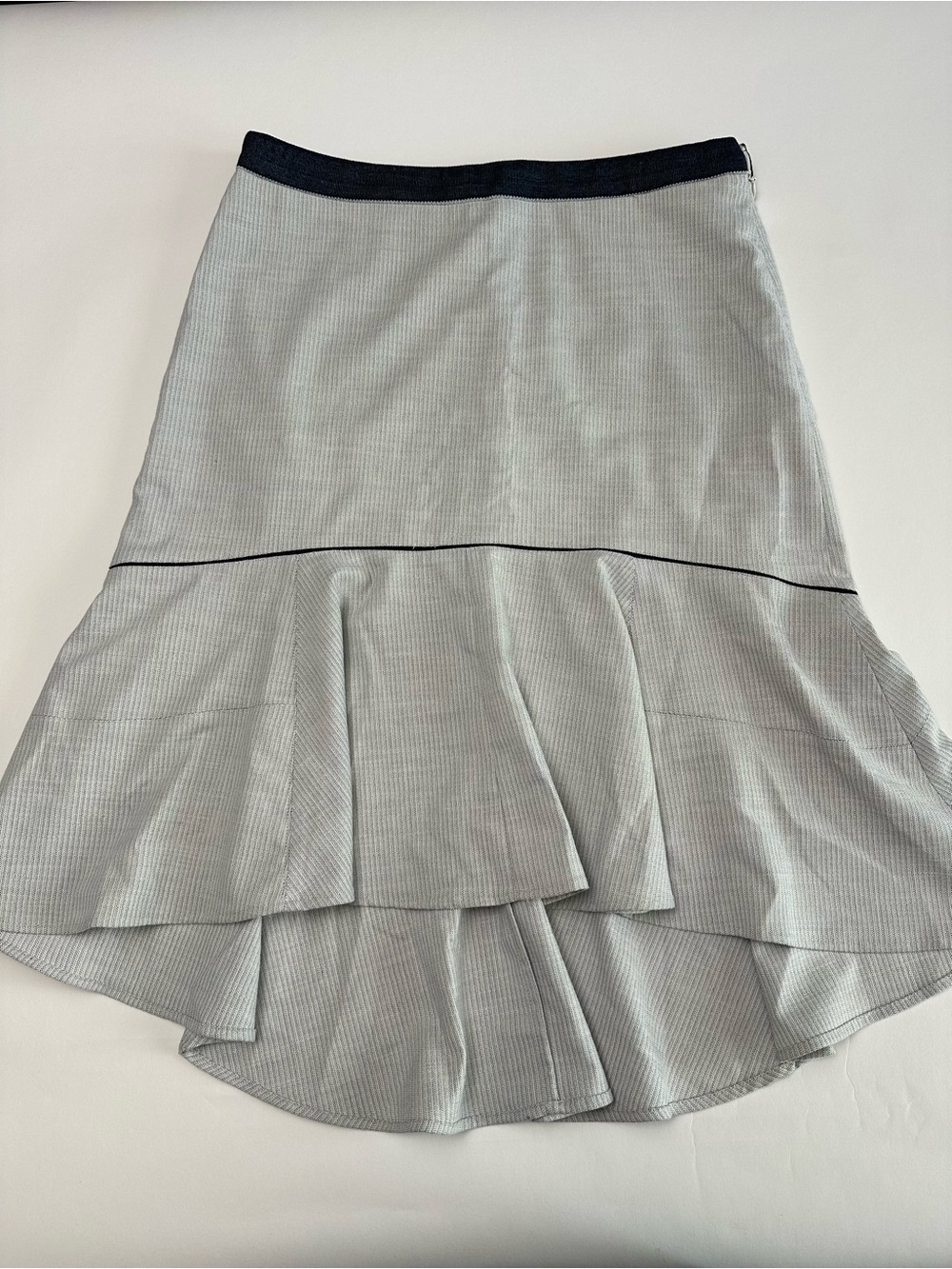 Y2K Preppy Nautical Ruffle Drop Waist Midi Skirt